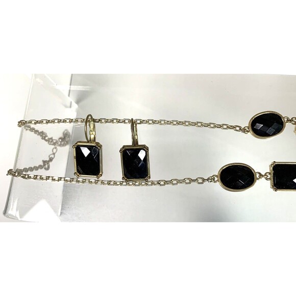 Vintage Jet "Y" Necklace & Earrings Gift Set 2008 Original Box - Picture 2 of 5